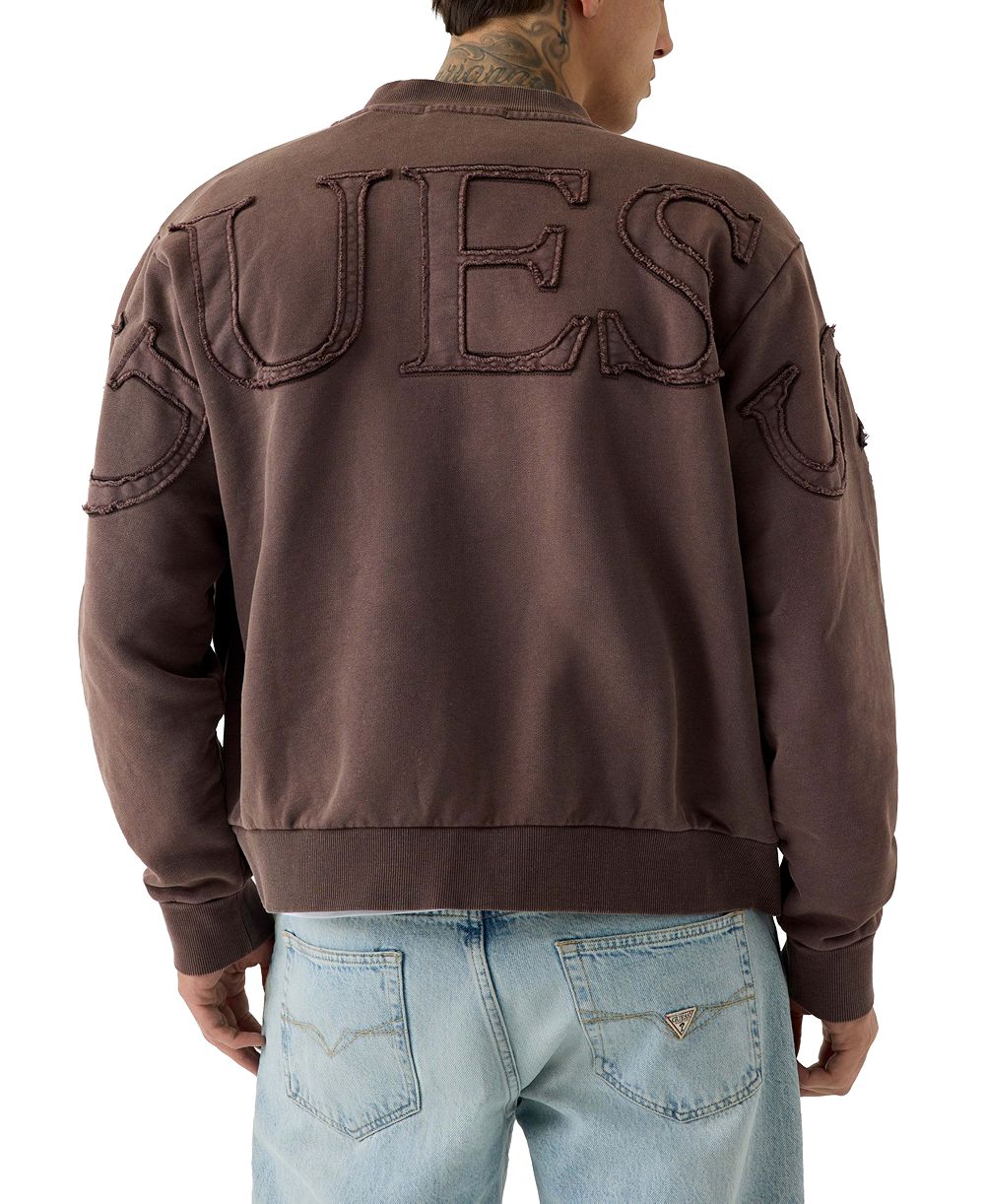 GUESS Men's Zip Patch Logo Sweatshirt