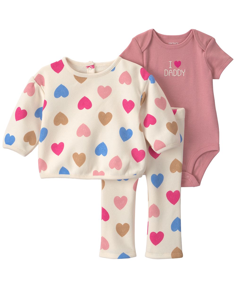 Детский комплект из боди с коротким рукавом, футболки и брюк Carter's с принтом Heart I Love Daddy