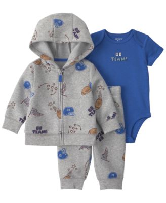 Carter's Baby Boys' Go Team Football Fleece Layering Short-Sleeve Bodysuit, Jacket and Pants, 3-Piece Set