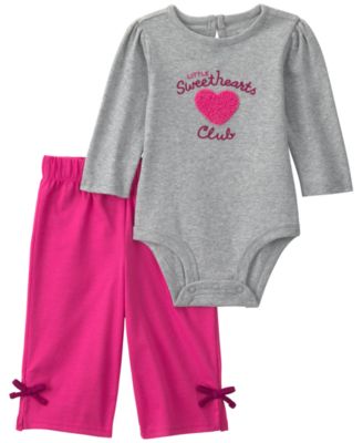 Carter's Baby Girls' Little Sweethearts Club Long-Sleeve Bodysuit and Pants, 2-Piece Set