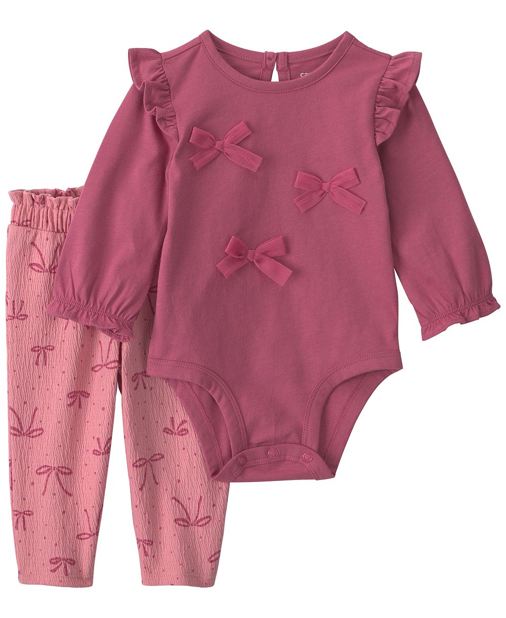 Carter's Baby Girls' Bow Long-Sleeve Bodysuit and Pants, 2-Piece Set