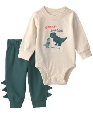 Carter's Baby Boys' Daddy-Saurus Loves Me Long-Sleeve Bodysuit and Pants, 2-Piece Set