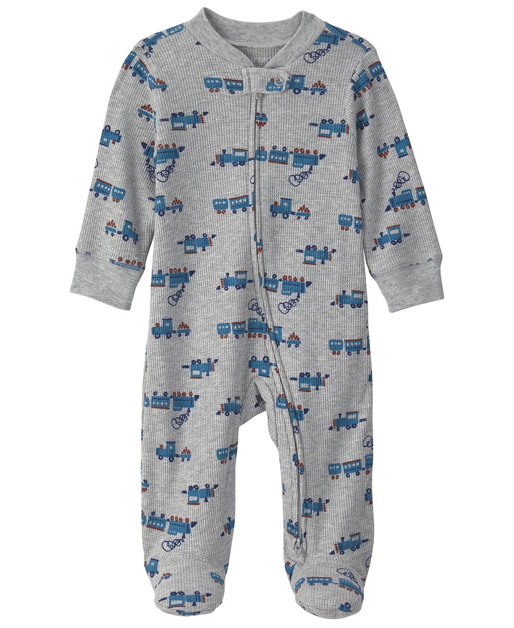 Детский комбинезон Carter's Baby Boys' Train 2-Way Zip Thermal Sleep & Play