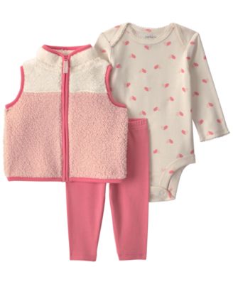 Комплект для новорожденных Carter's, 3 предмета: боди, жилетка и брюки, флис, цветной блок