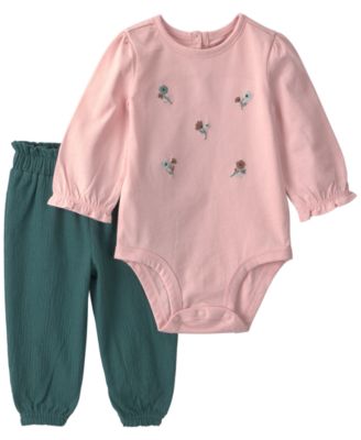 Carter's Baby Girls' Floral Long-Sleeve Bodysuit and Pants, 2-Piece Set