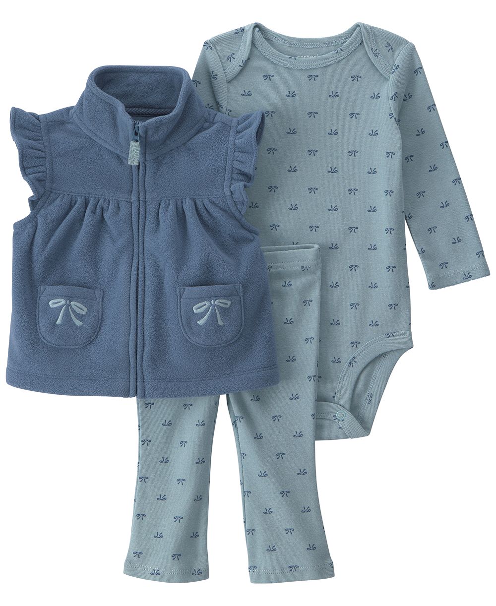 Комплект из 3 предметов для девочек Carter's: боди, жилетка и брюки из флиса с бантами