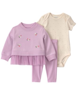 Детский набор Carter's Baby Girls' Floral French Terry: боди, свитшот и брюки, 3-Piece Set