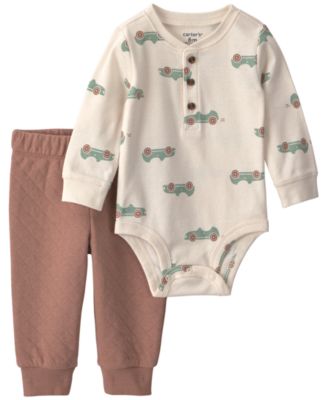 Carter's Baby Boys' Car Patterned Long-Sleeve Bodysuit and Pants, 2-Piece Set
