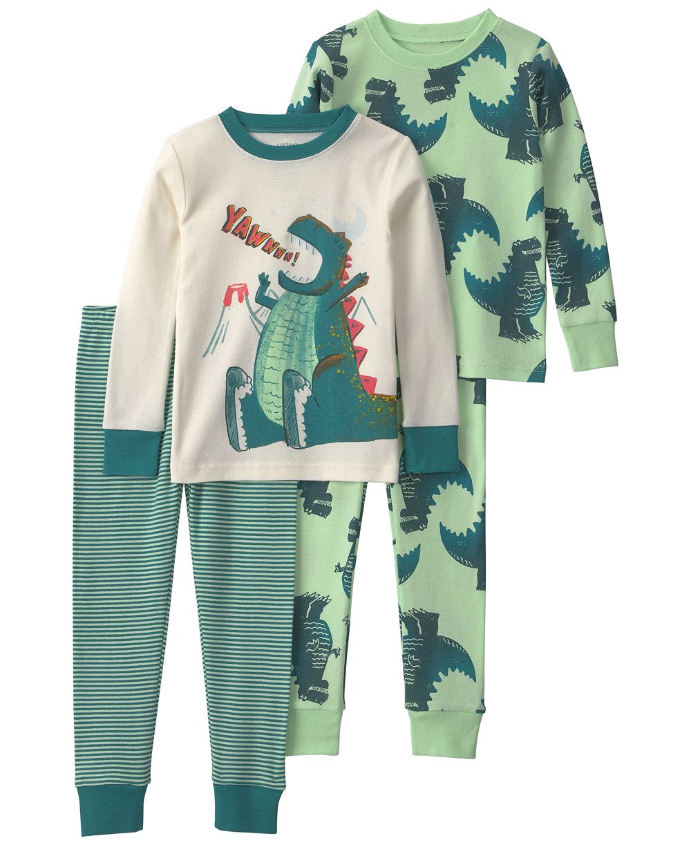 Детский хлопковый пижамный комплект Carter's Dino Striped 4-Piece