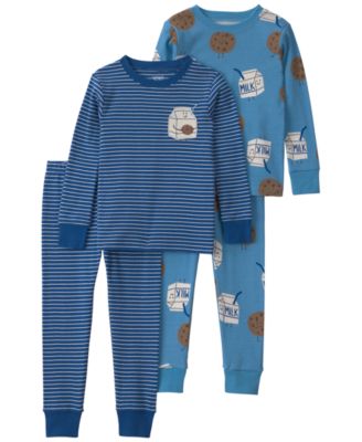 Carter's Baby Boys' Milk & Cookies 100% Cotton Snug Fit Pajama, 4-Piece Set