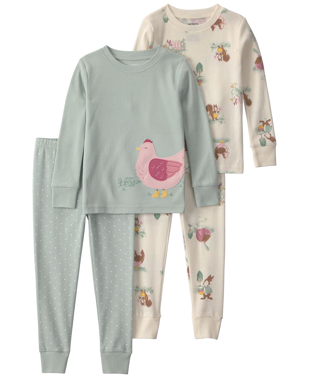 Carter's Детский хлопковый комплект пижам Country Chicken, 4-Piece Set