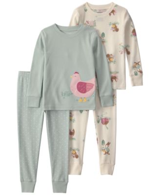Carter's Baby Girls' Country Chicken 100% Cotton Snug Fit Pajama, 4-Piece Set
