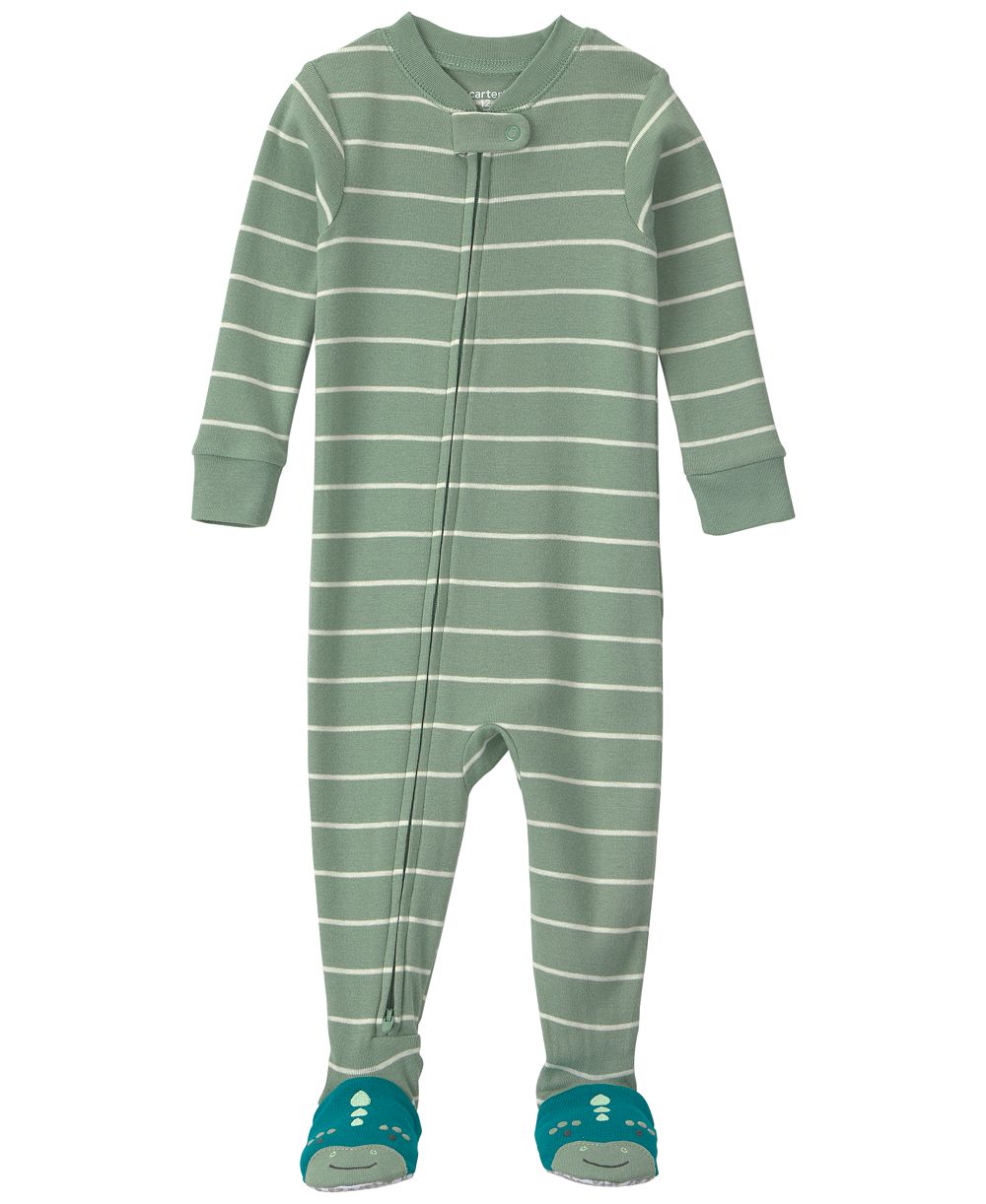 Carter's Детский пижамный комбинезон Dino Striped 2-Way Zip Cotton