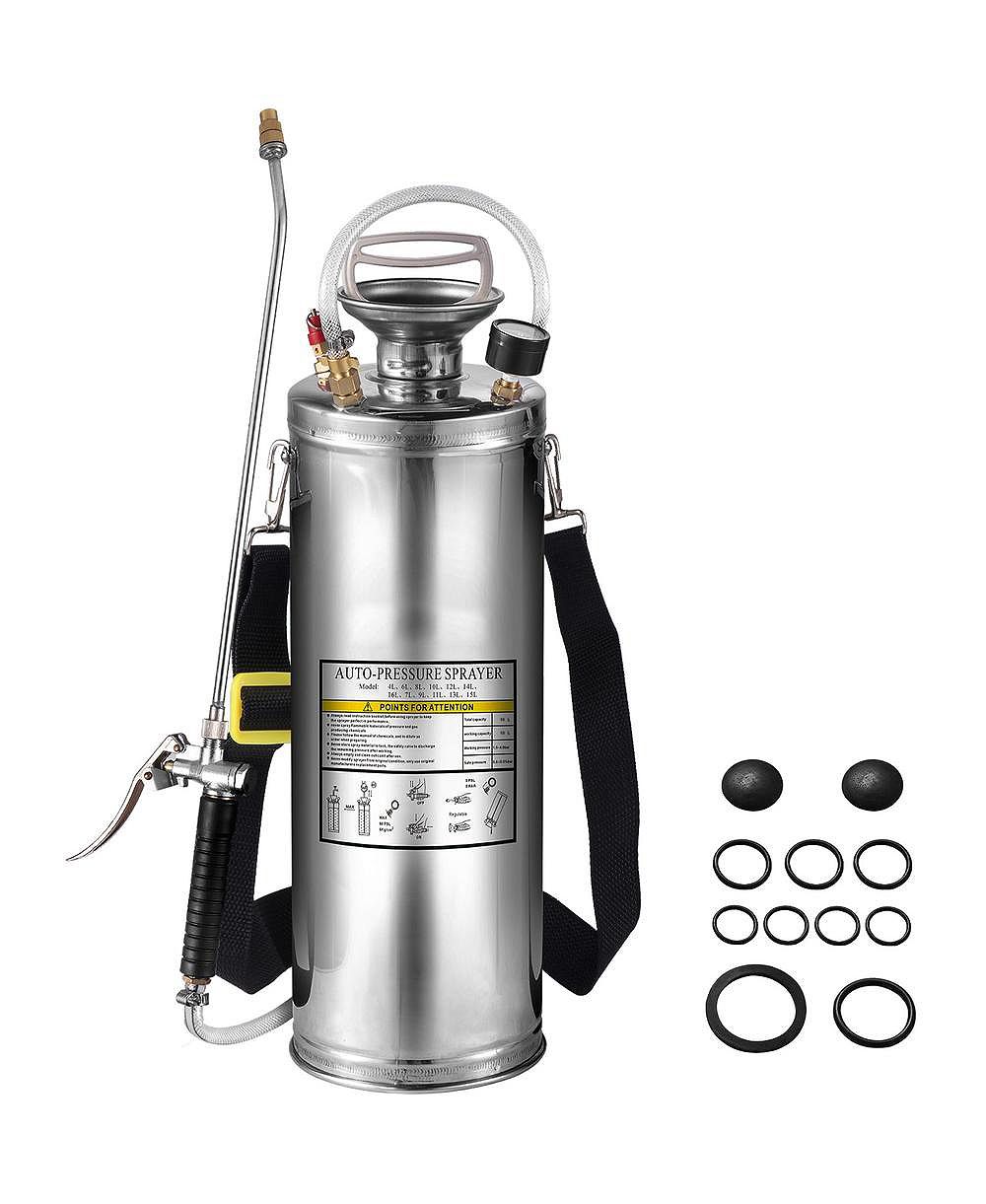 SUGIFT 3 Gallon Stainless Steel Hand Pump Sprayer with 20 in Wand and 3 ft Reinforced Hose