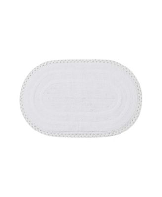 Laura Ashley Camilla Crochet Border Oval Bath Mat, 21" x 34"