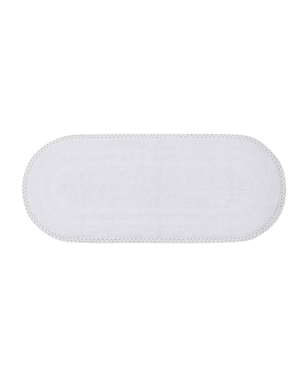 Laura Ashley Camilla Crochet Border Oval Bath Mat, 24" x 60"
