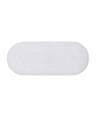 Laura Ashley Camilla Crochet Border Oval Bath Mat, 24" x 60"