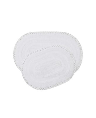 Laura Ashley Camilla Crochet Border 2-Piece Oval Bath Mat Set