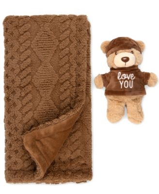 Baby Essentials детское одеяло с косичками и плюшевый медведь, 2 предмета