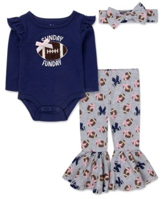 Детский комплект из боди, брюк и повязки на голову Baby Essentials Sunday Funday для девочек, 3 предмета