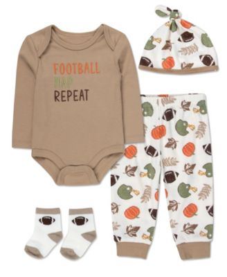 Детский набор Baby Essentials: боди, джоггеры, носки и шапка с футбольной тематикой, 4 предмета