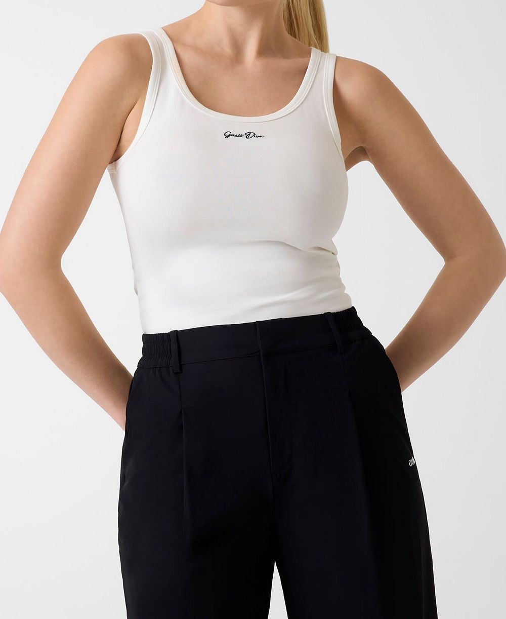GUESS Women's Alya Ribbed Scoop Neck Tank Top