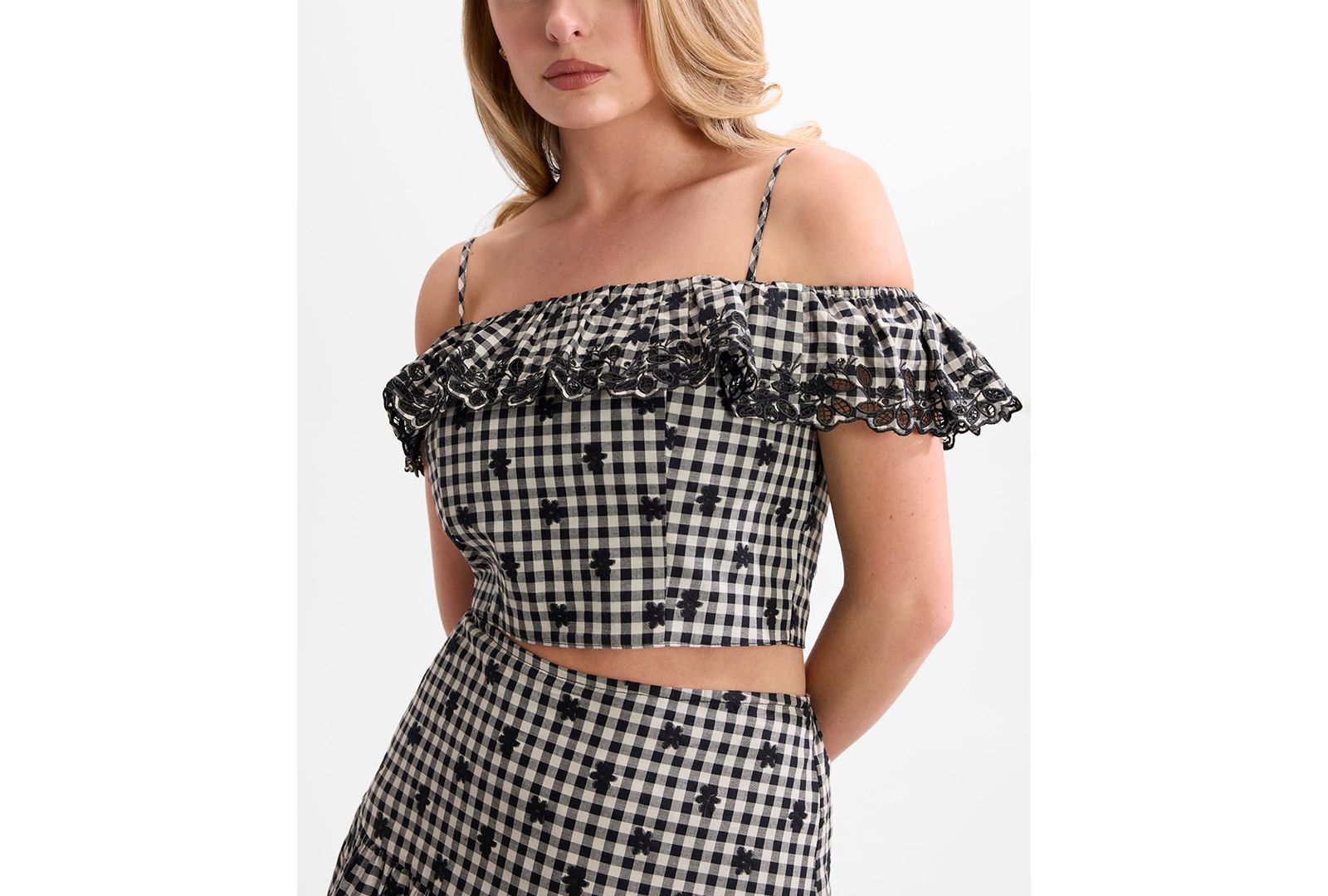 Женский укороченный топ GUESS Marilyn Off-The-Shoulder Cotton Cropped Top