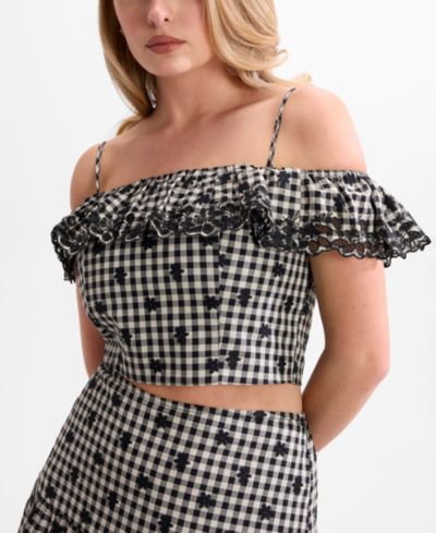 Женский укороченный топ GUESS Marilyn Off-The-Shoulder Cotton Cropped Top