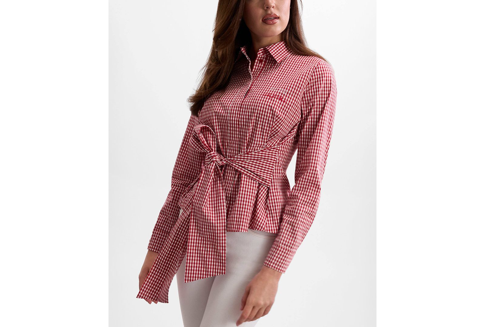 GUESS Women's Marilyn Knot Slim-Fit Shirt