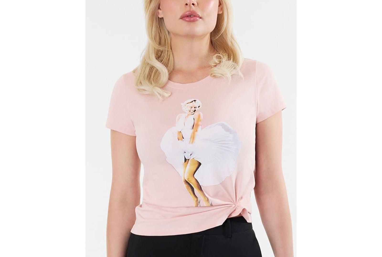 GUESS женская футболка с круглым вырезом и коротким рукавом, принт Marilyn Iconic