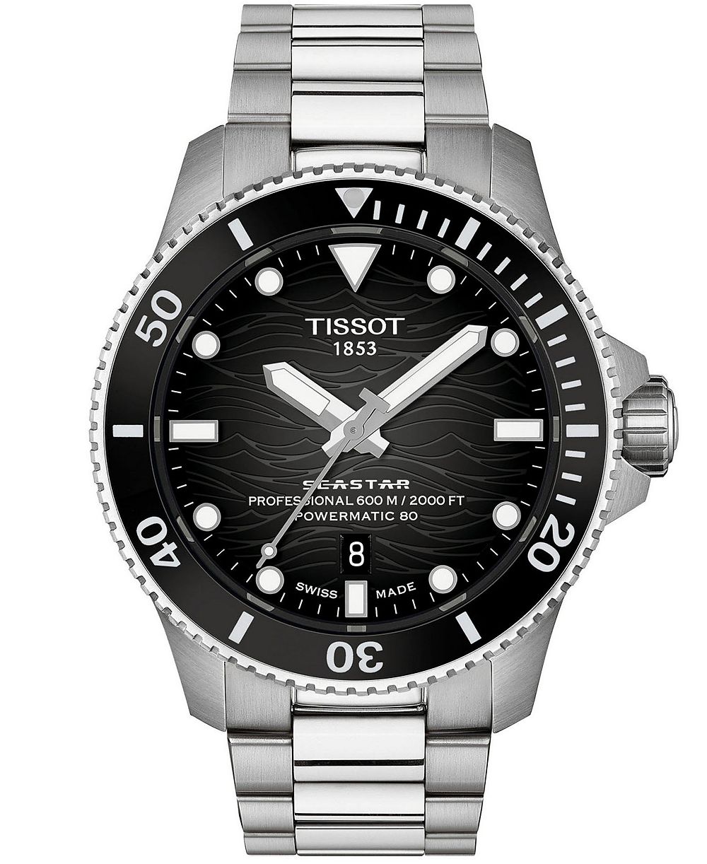 Tissot Men's Seastar Gray Stainless Steel Strap Watch 44mm