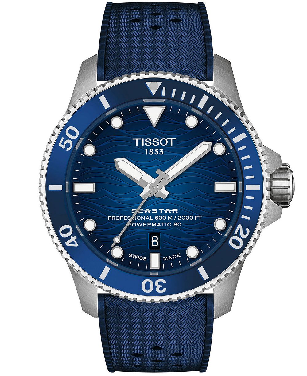 Мужские часы Tissot Seastar Blue Rubber Strap 44mm