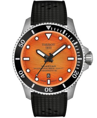 Tissot Men's Seastar Black Rubber Strap Watch 44mm