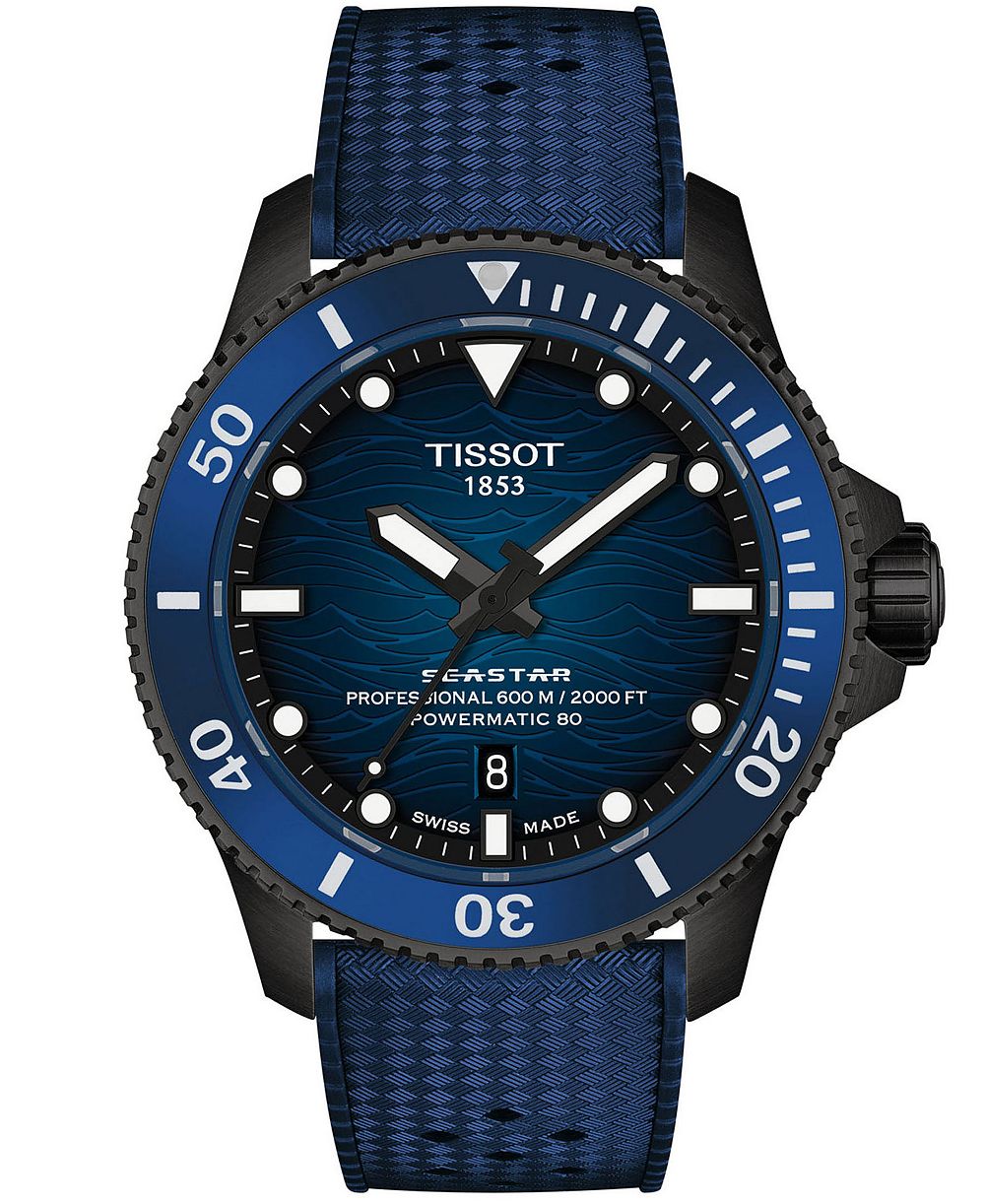 Мужские часы Tissot Seastar Blue Rubber Strap 44mm