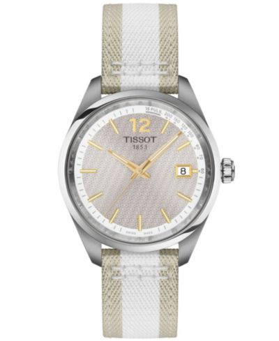 Женские часы Tissot Bicolor Beige & White Textile Strap 34mm