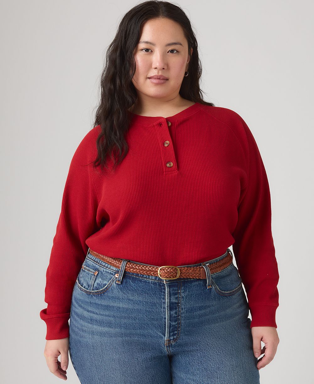 Levi's® Plus Size Lassen Waffle-Knit Button-Up Henley