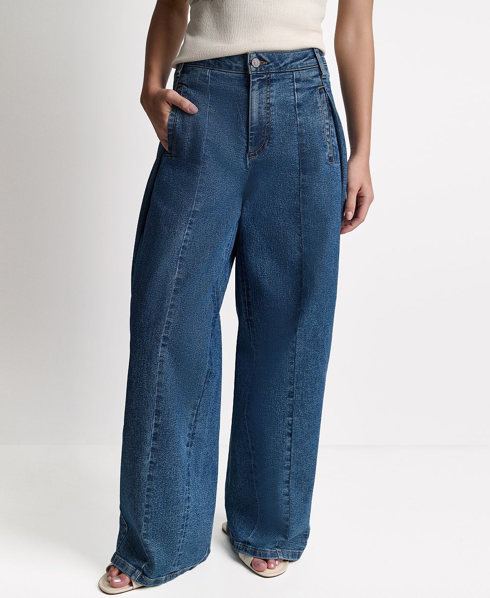 BCBG Women's Wide-Leg Loose-Fit Seamed Jeans