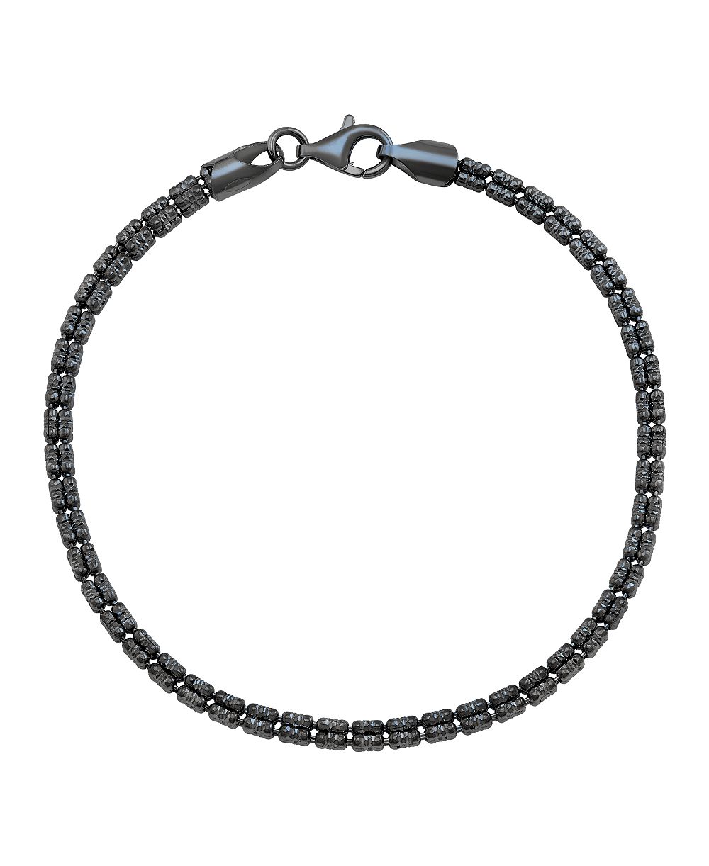 Italian Silver Men's Black Rhodium Bracelet in Sterling Silver