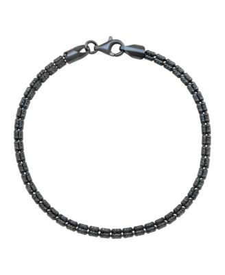 Italian Silver Men's Black Rhodium Bracelet in Sterling Silver