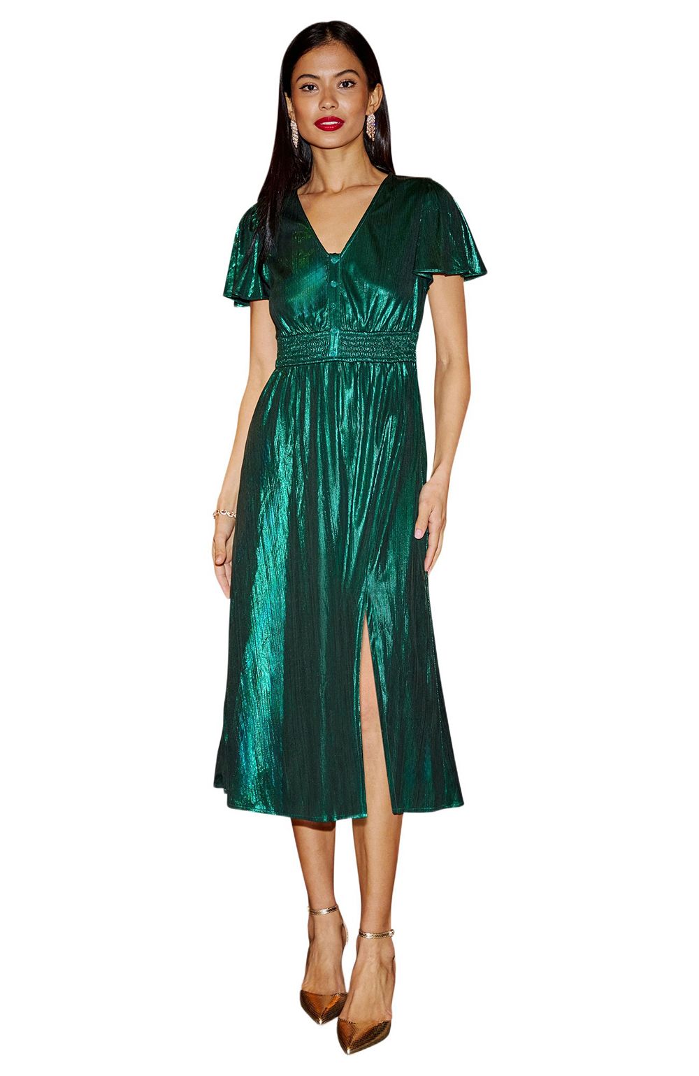 Yumi Женское миди-платье Metallic Ruched
