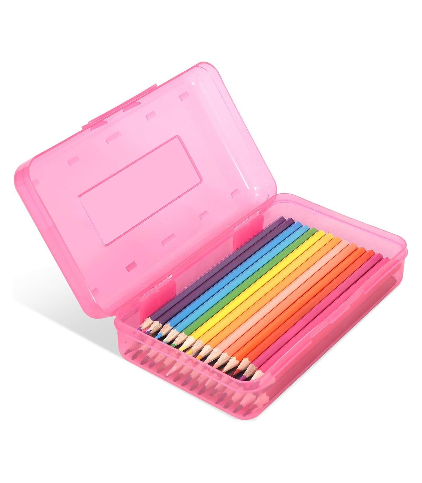 DANRONG Large Capacity Colored Plastic Pencil Box, Hard Case with Snap-Tight Lid for School Office Supplies