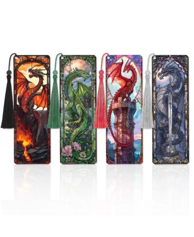 Закладки для книг GNUADZ Stained Glass Dragon из ПВХ с кисточками