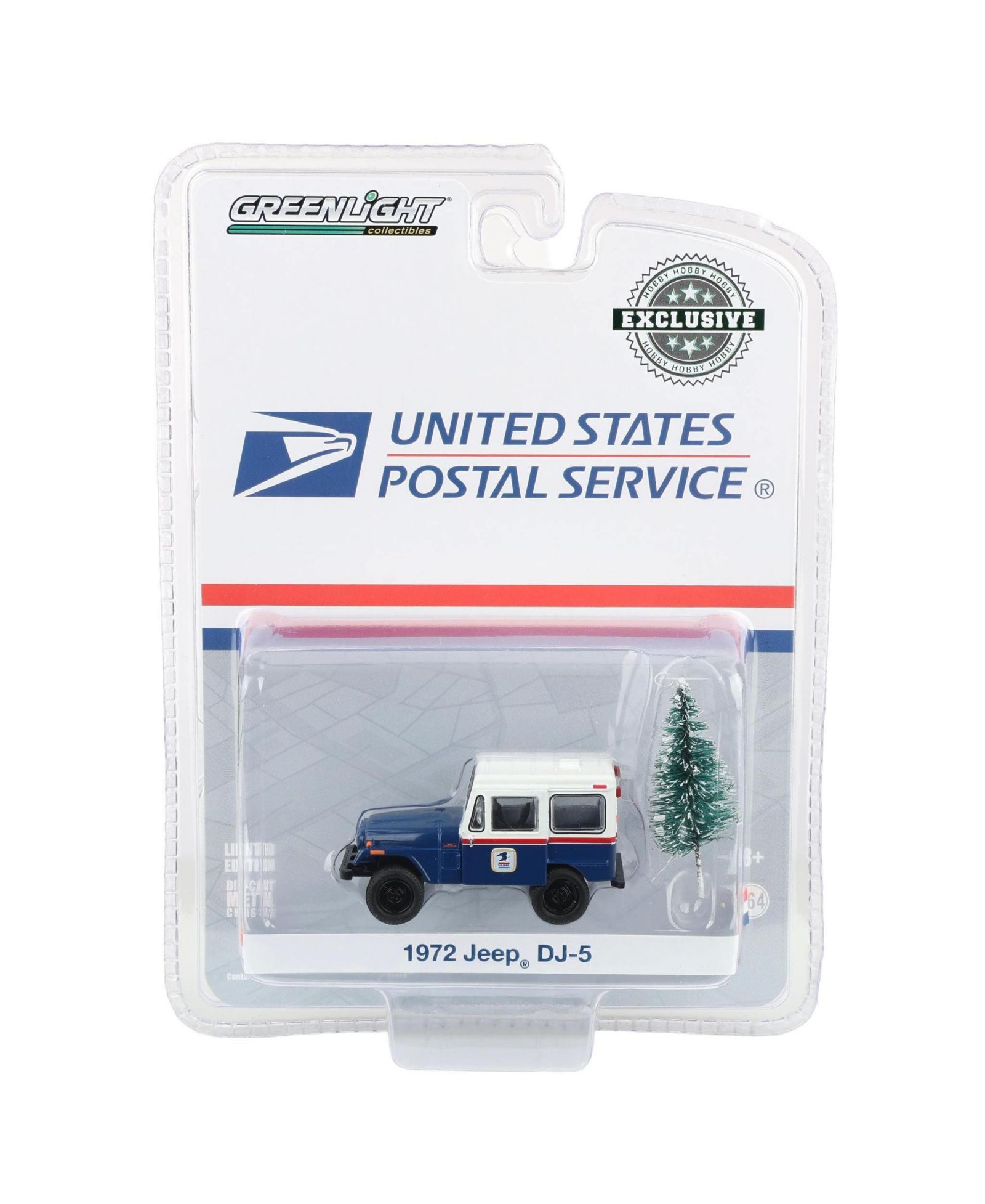 Модель 1/64 Greenlight 1972 Jeep DJ-5 USPS с елочкой