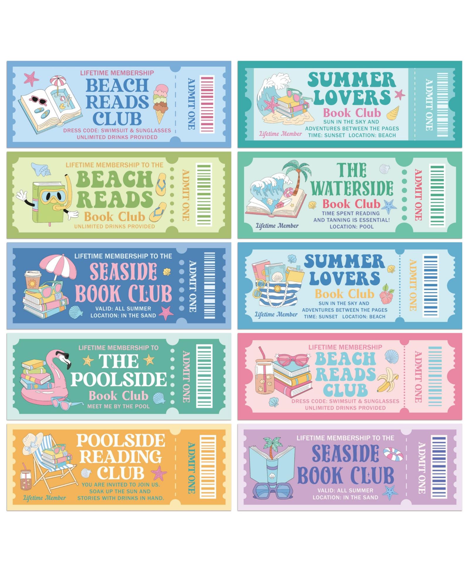 Закладки для книг GNUADZ Summer Book Club Ticket