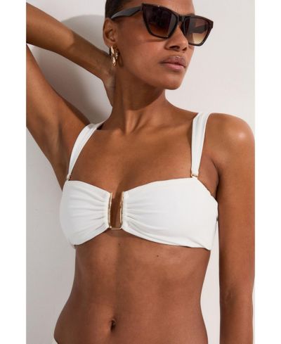 Karen Millen Women's Detachable Strap Gold Trim Bikini Top