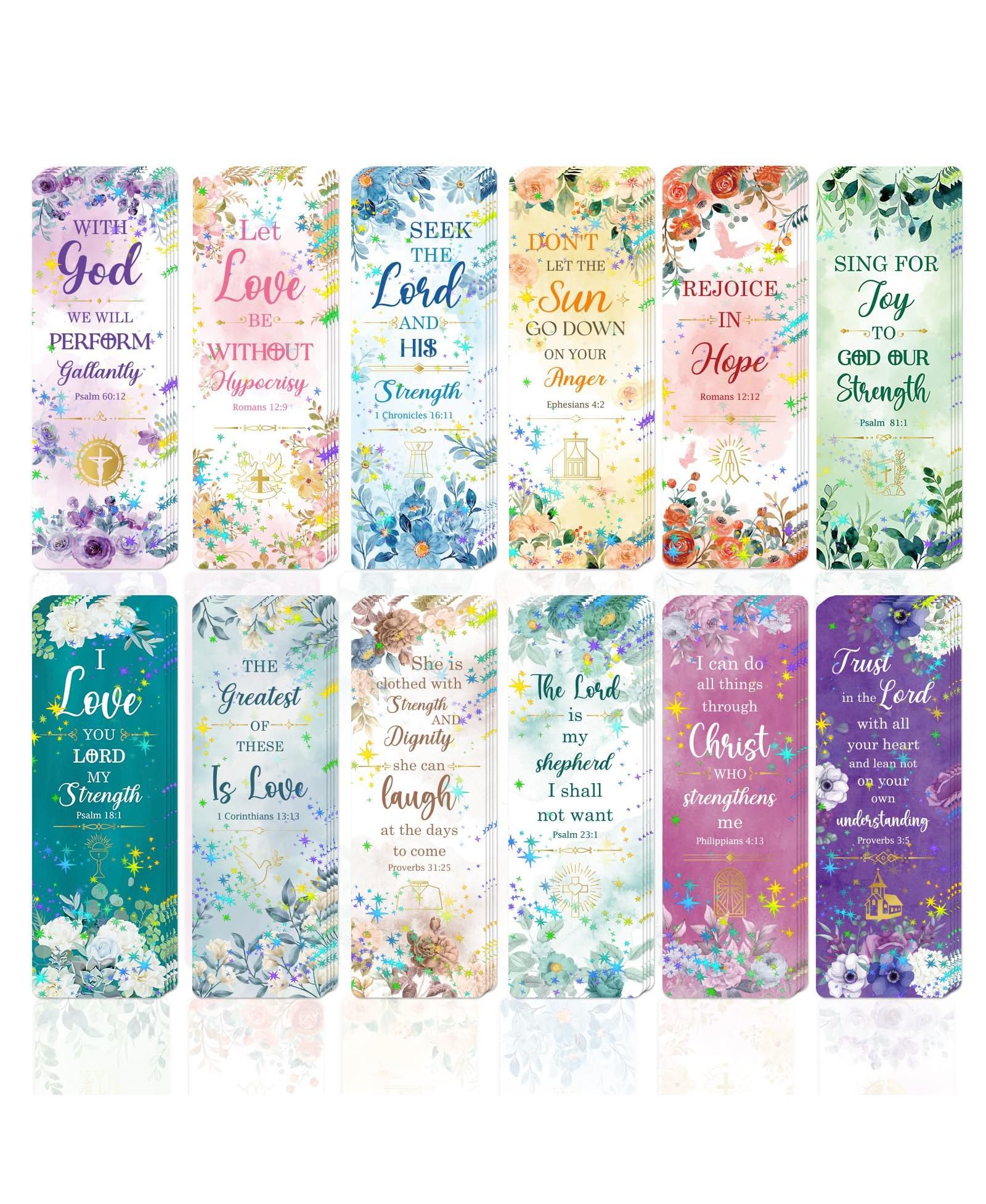 GNUADZ Religious Verse Paper Bookmark Cross Flower Gift