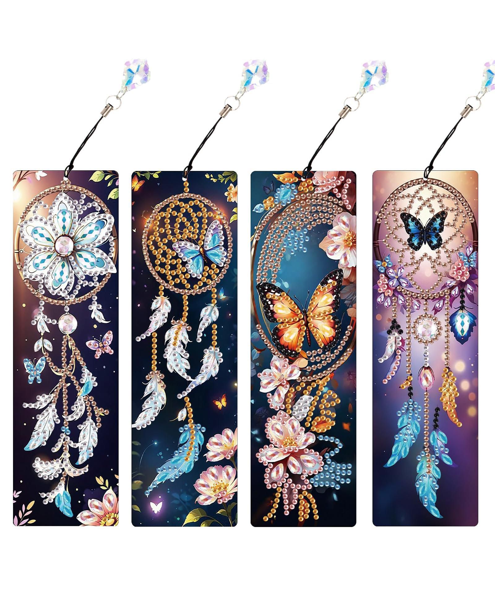 GNUADZ Diamond Painting Bookmarks Dreamcatcher Butterfly DIY Kit