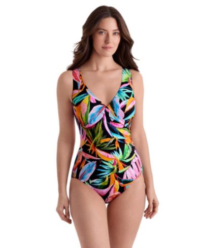 Слитный купальник Longitude Women's Tropicana Side Shirred Surplice Long Torso One-Piece