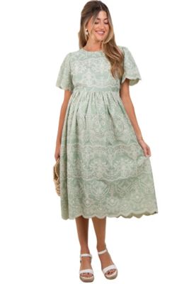Женское миди-платье Pinkblush с цветочной вышивкой и завязками на талии