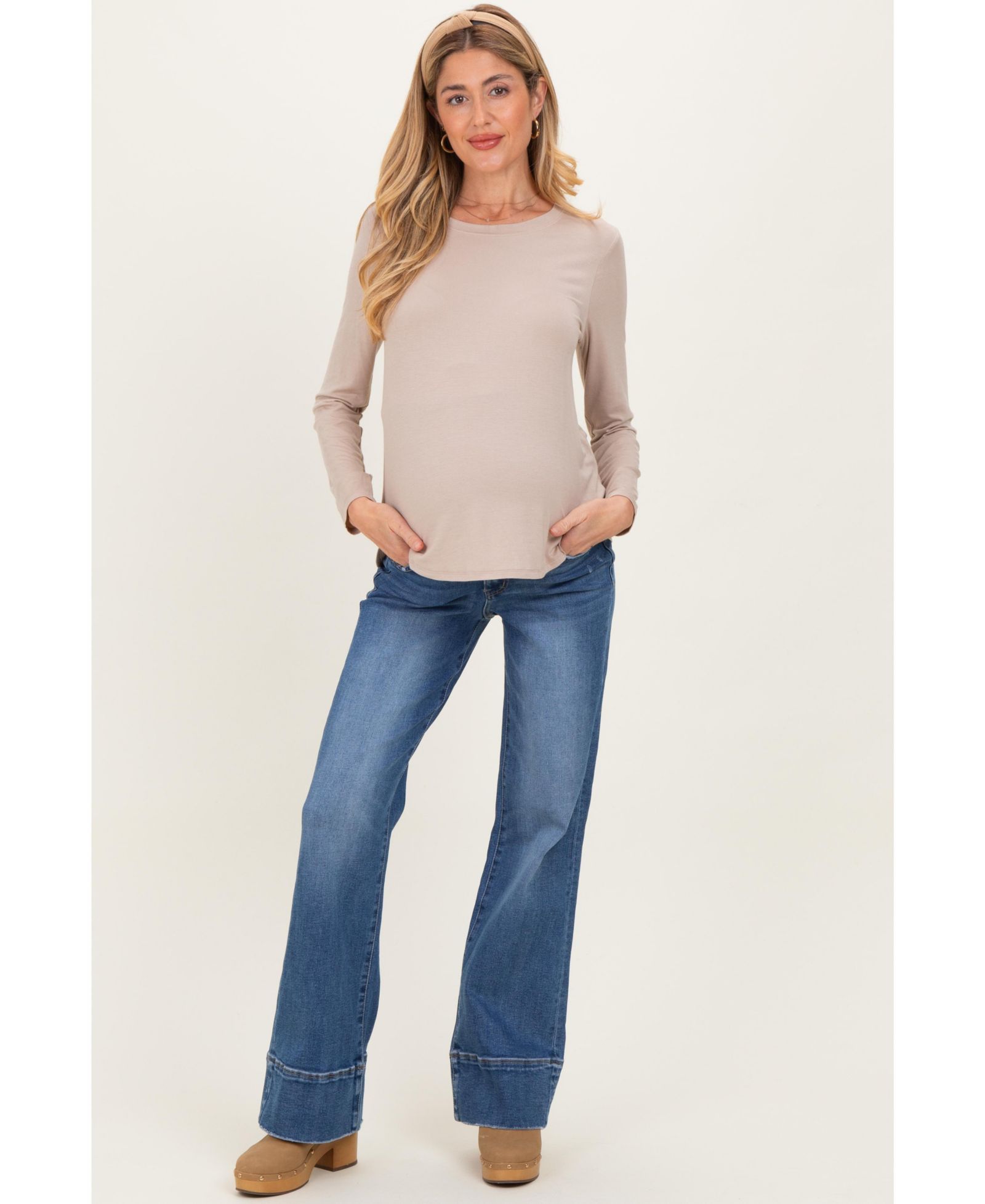 Брюки Pinkblush Maternity, джинсы с широкими расклешенными штанинами